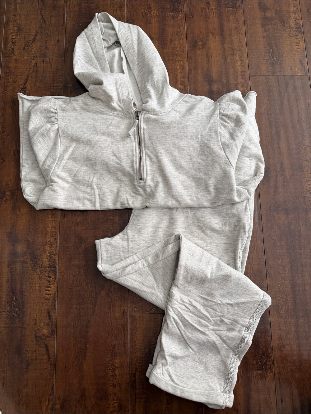 Matilda Jane Light Gray Hooded Lounge Set with Half-Zip